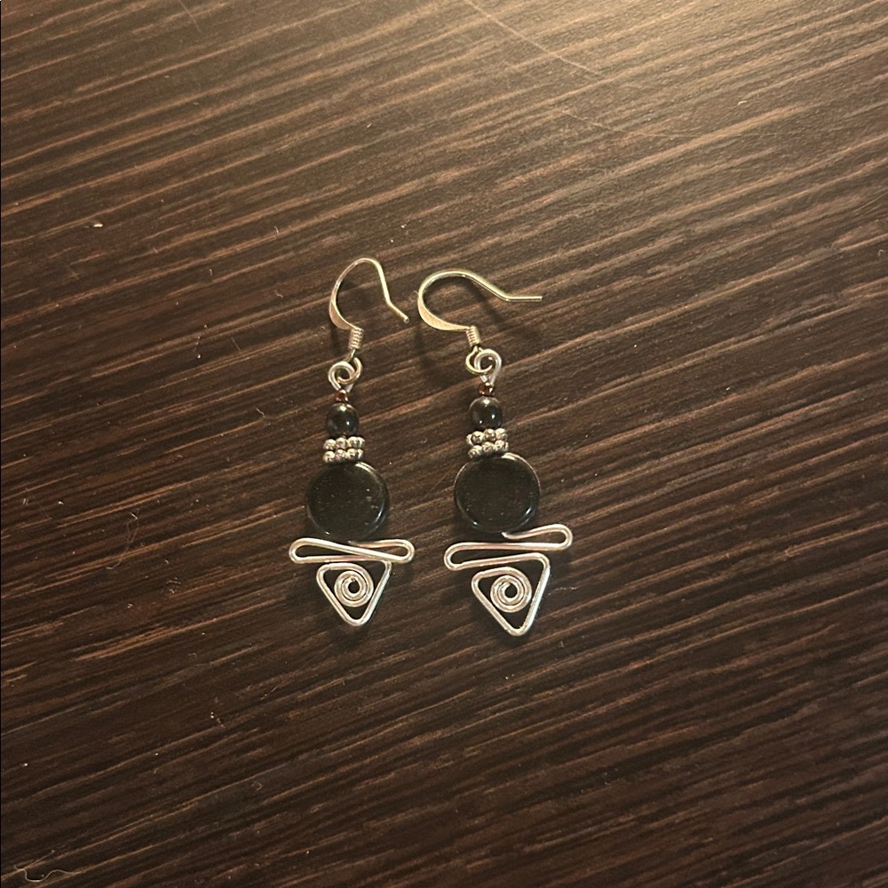 Elegant Silver and Black Earrings